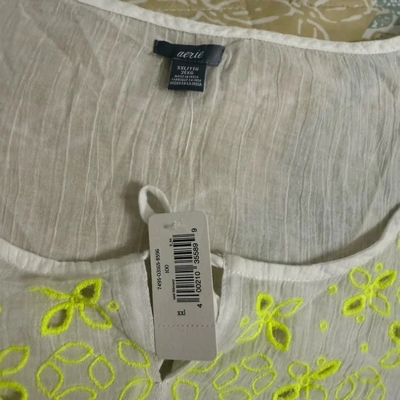 Aerie Cotton Blouse Eyelet XXL New with Tags Beach Coverup - Picture 5 of 8